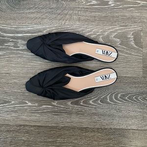 Zara Black Mules With Knot